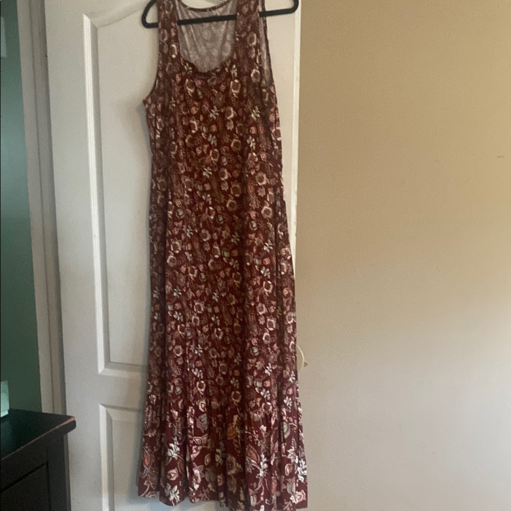 Lands' End Red Sleeveless Maxi Sundress